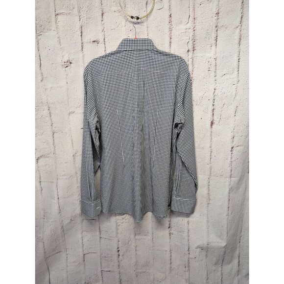 MIZZEN + MAIN Shirt Men's XL Trim Fit White Blue Long Sleeve Plaid Button Up Per - Picture 3 of 8